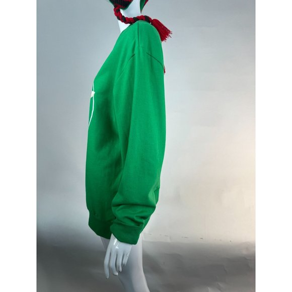 MAD Engine Ugly Christmas Holiday Cat Gift Sweatshirt Medium Green Cotton Blend - Picture 11 of 16